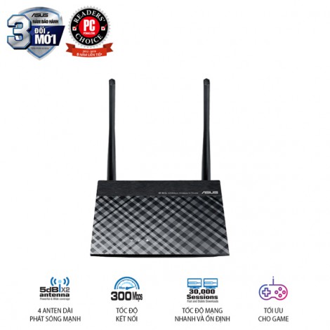 Bộ phát Wifi Asus RT-N12+ (300 Mbps/ Wifi 4/ ...
